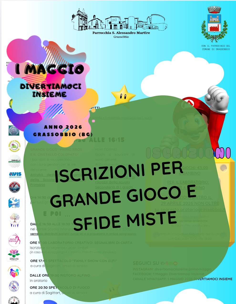 1° MAGGIO 2026 DIVERTIAMOCI INSIEME: iscrizione ai giochi (infanzia-primaria-medie)